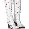 Shoes * | Azalea Wang Sweet Treat Rhinestone Embellished Western Boot In White