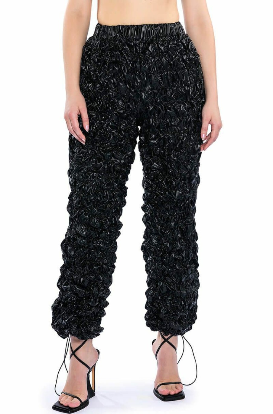 Bottoms * | Lose Control Textured Pants Black