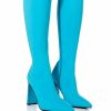 Shoes * | Azalea Wang Estate Neoprene Knee High Boot In Blue