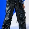 Bottoms * | Colder Hours Faux Leather Parachute Pant Black