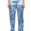 Bottoms * | Beauty Rains Satin Cargo Pants Light Blue