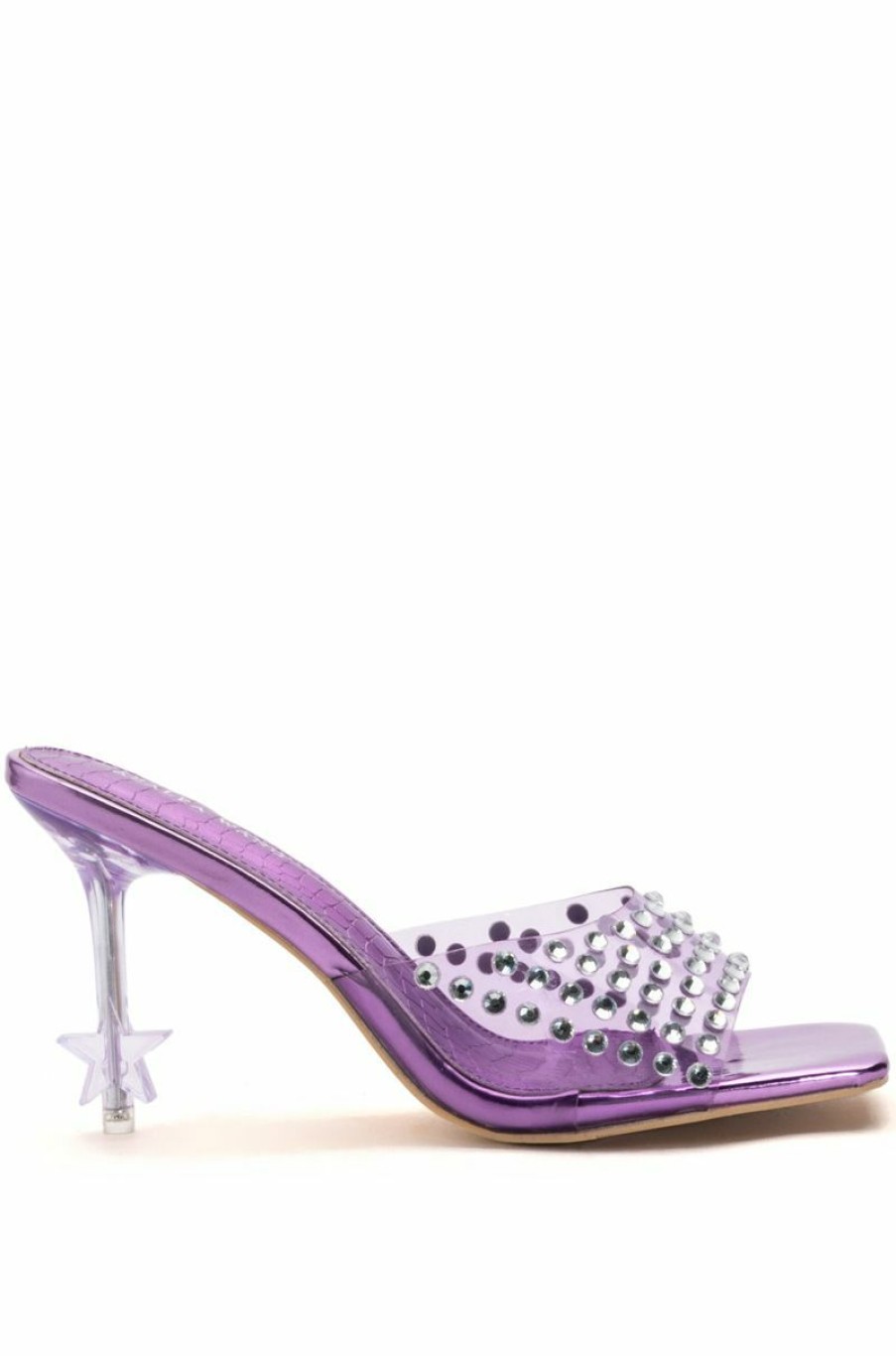 Shoes * | Azalea Wang Minnie Star Heel Embellished Mule In Purple