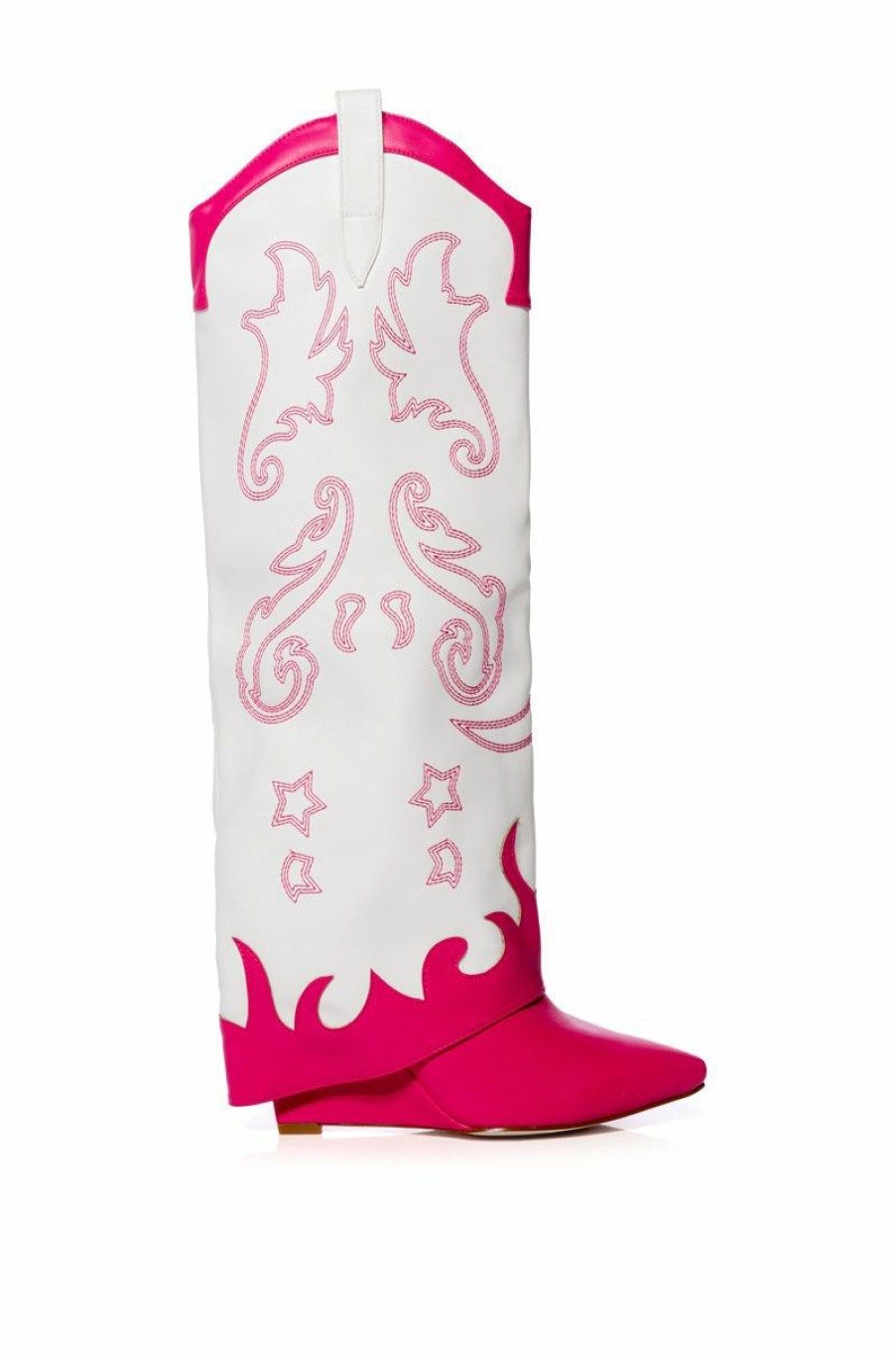 Shoes * | Azalea Wang Outland Western Wedge Boot In White Fuchsia