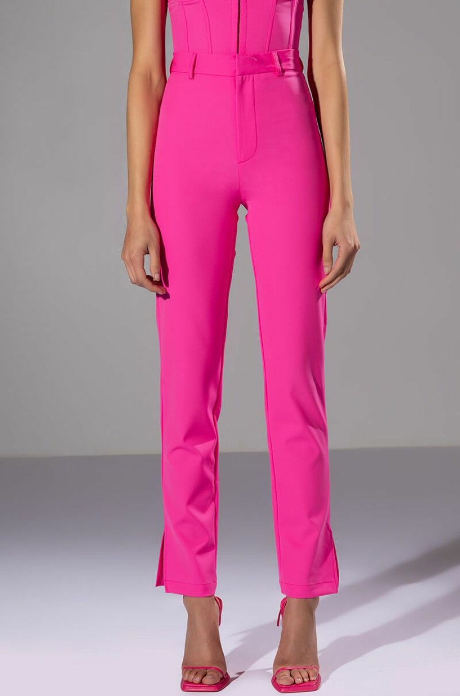 Bottoms * | Hansel High Rise Pants With Slits Pink