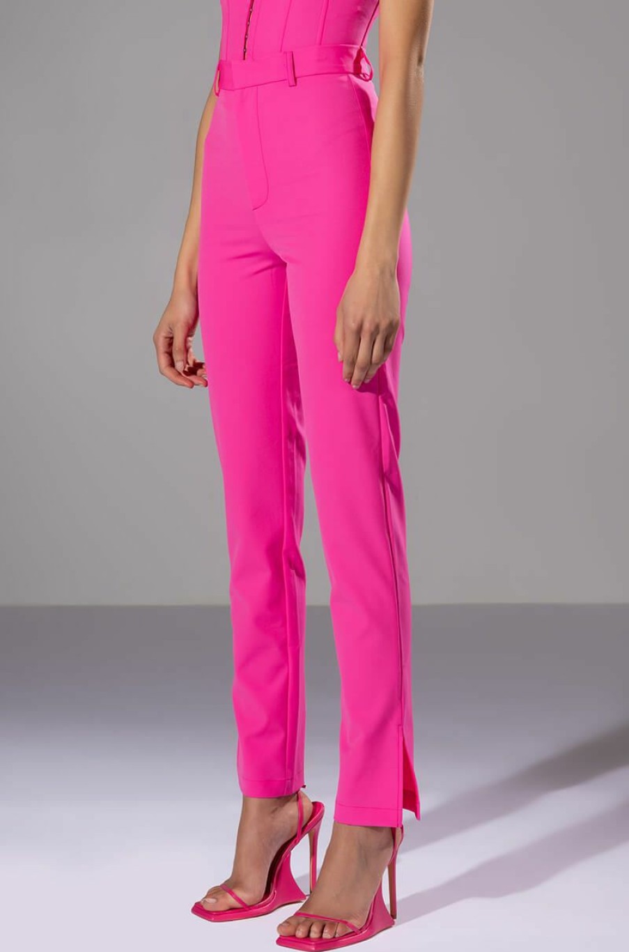 Bottoms * | Hansel High Rise Pants With Slits Pink