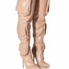 Shoes * | Level Up Over The Knee Croc Stiletto Cargo Boot In Nude