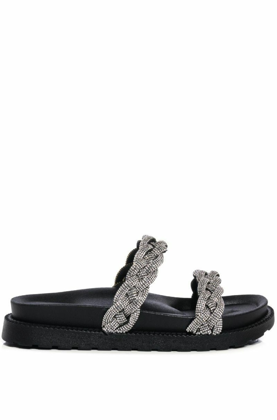 Shoes * | Azalea Wang Nikolina Embellished Slip On Sandal In Black