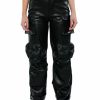 Bottoms * | Bonne Soiree Cargo Faux Leather Pants Black