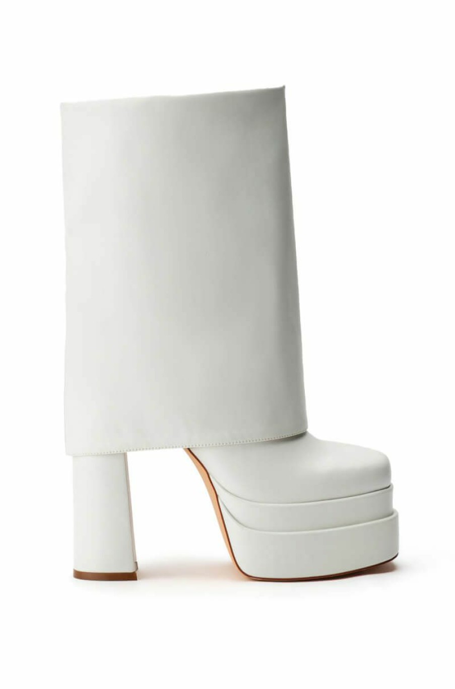 Shoes * | Azalea Wang Baby Fold Over Chunky Boot In White