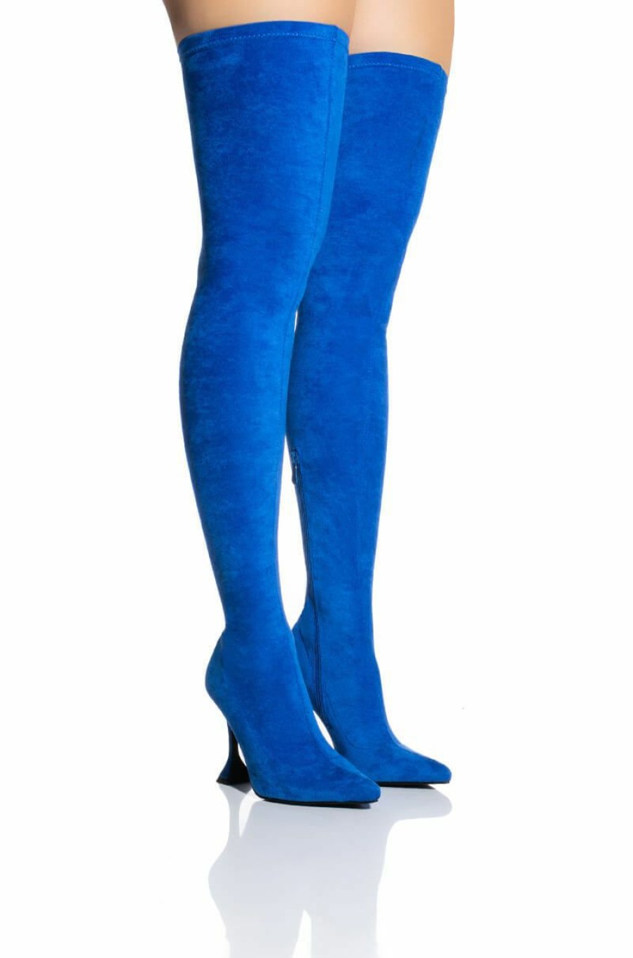 Shoes * | Azalea Wang Elevate Thigh High Stretch Suede Boot In Blue