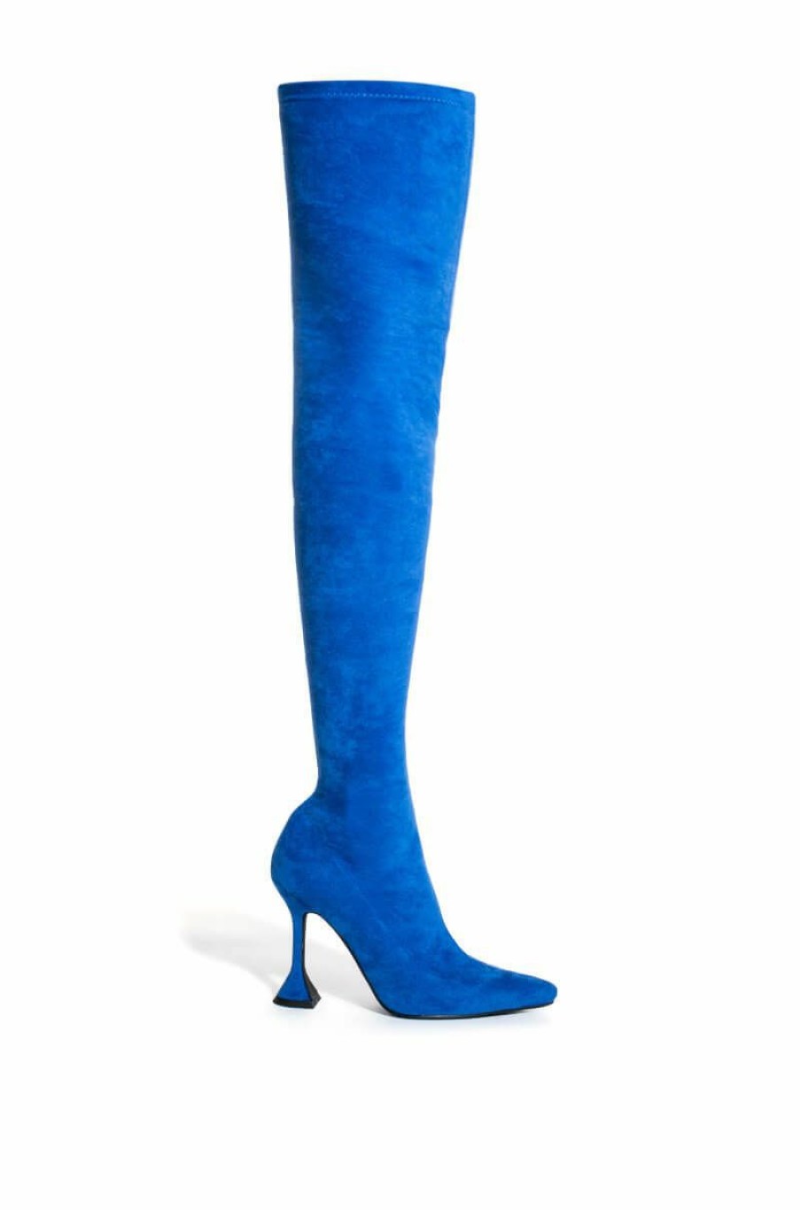 Shoes * | Azalea Wang Elevate Thigh High Stretch Suede Boot In Blue