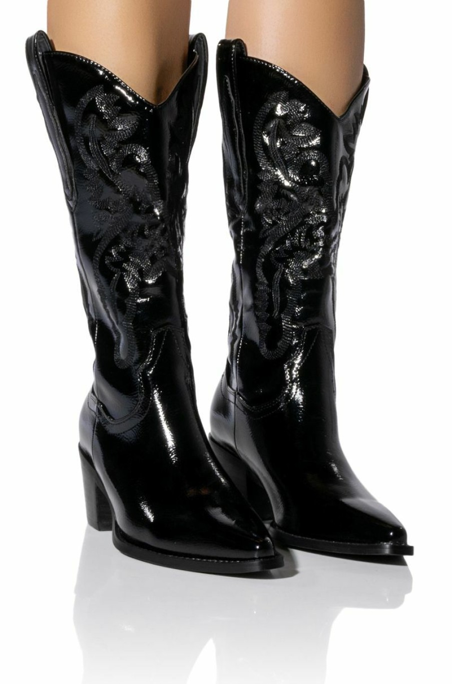 Shoes * | Azalea Wang Andrea Chunky Western Boot In Black