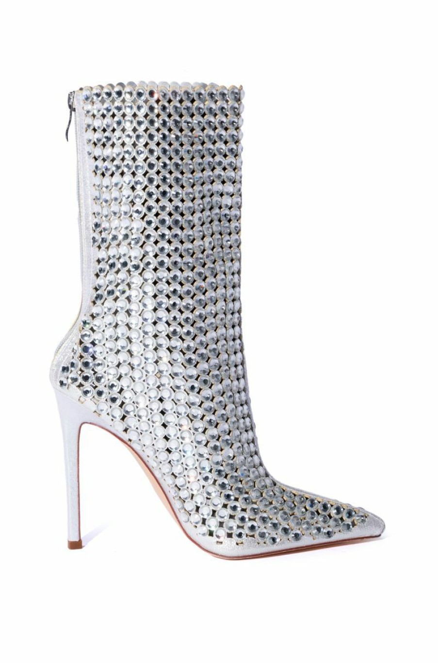 Shoes * | Azalea Wang Full Of Love Rhinestone Embellished Bootie In Silver