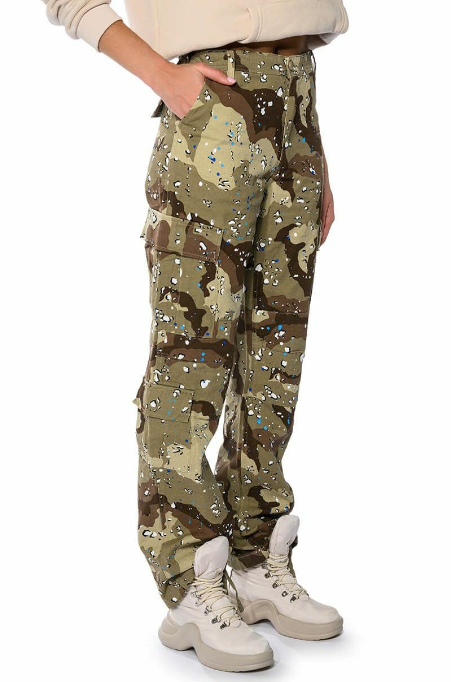 Bottoms * | Represent Painted Wide Leg Cargo Brown Multi