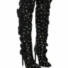 Shoes * | Azalea Wang Patti Embellished Satin Boot In Black