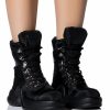 Shoes * | Azalea Wang Skylar Edgy Lace Up Bootie In Black