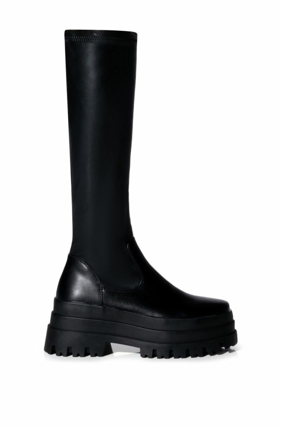 Shoes * | Azalea Wang Aretha Stretch Boot With 4 Way Stretch In Black