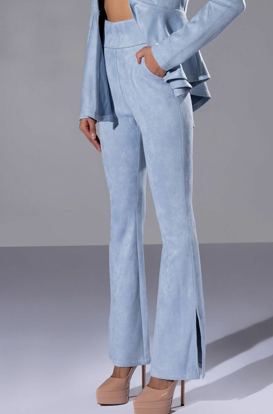 Bottoms * | Suede Big Booty Pants Light Blue