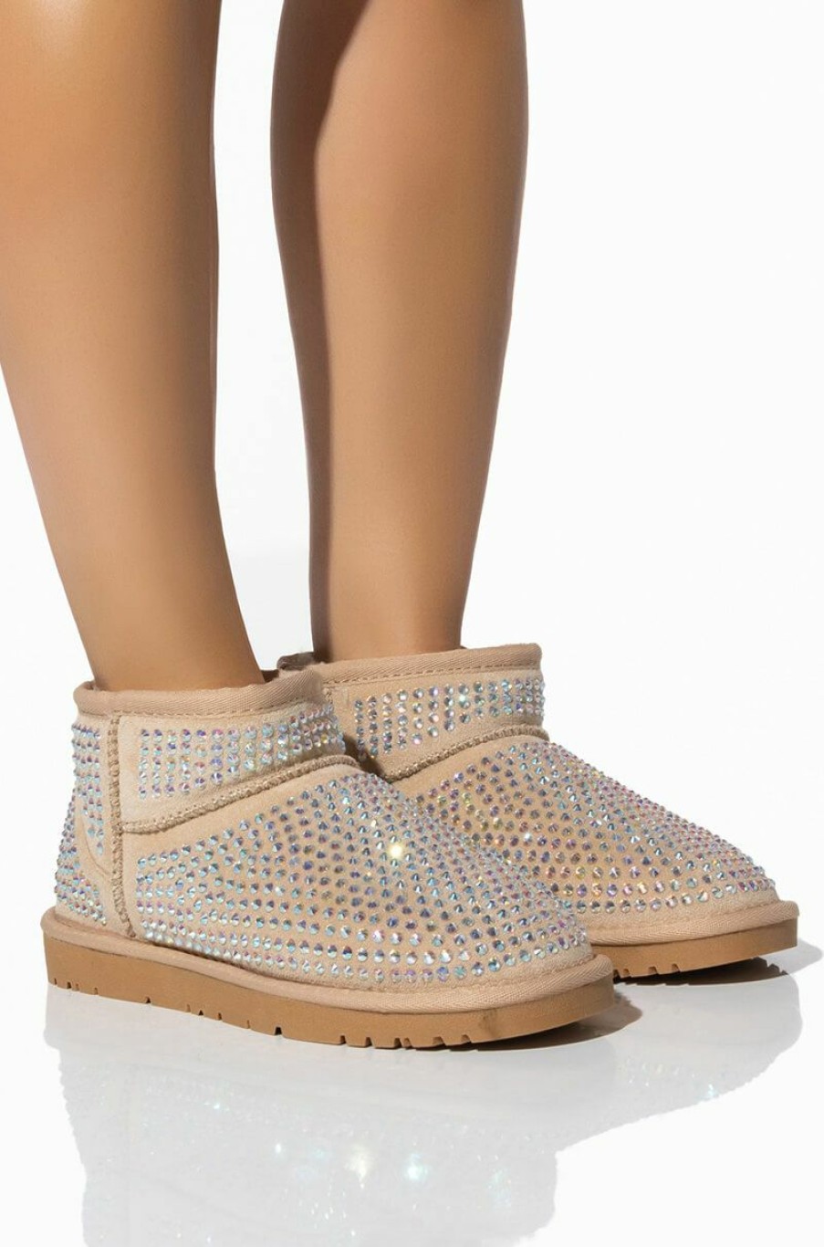 Shoes * | Akira Fairytale Bling Bootie In Nude Tan