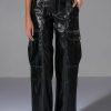 Bottoms * | Fashionably Late Faux Leather Relaxed Fit Pant Black