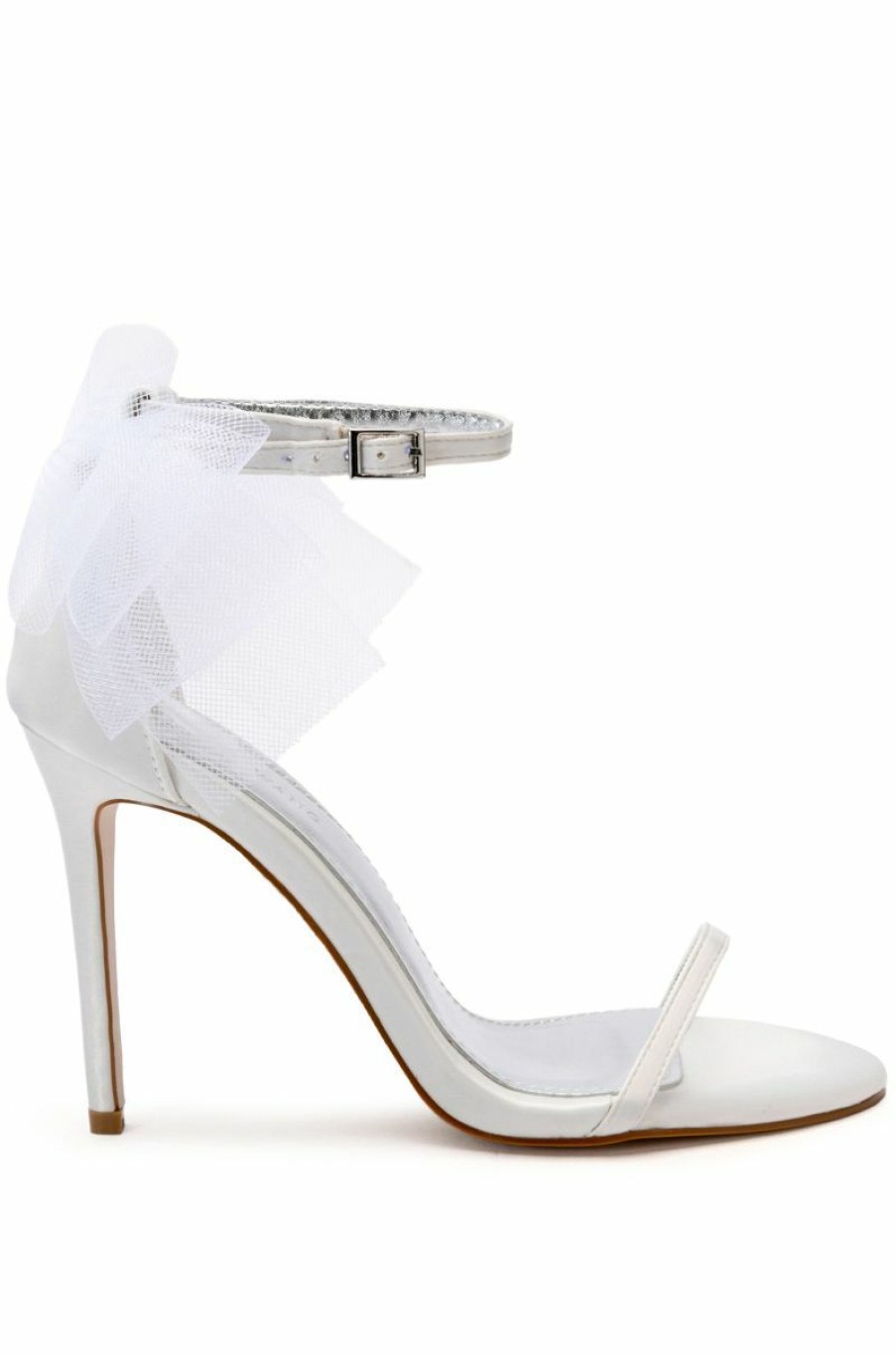 Shoes * | Azalea Wang Coralie Stiletto Satin Mule Sandal In White