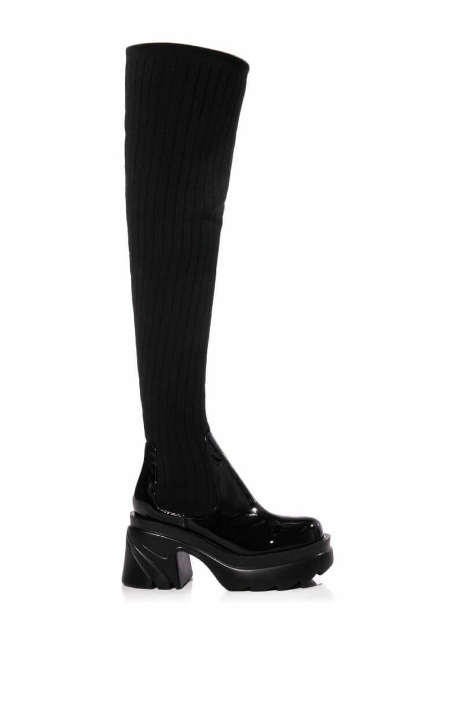 Shoes * | Margot Thigh High Knit Stretch Boot In Black