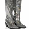 Shoes * | Azalea Wang Ingrid Blinged Out Rhinestone Western Boot In Silver