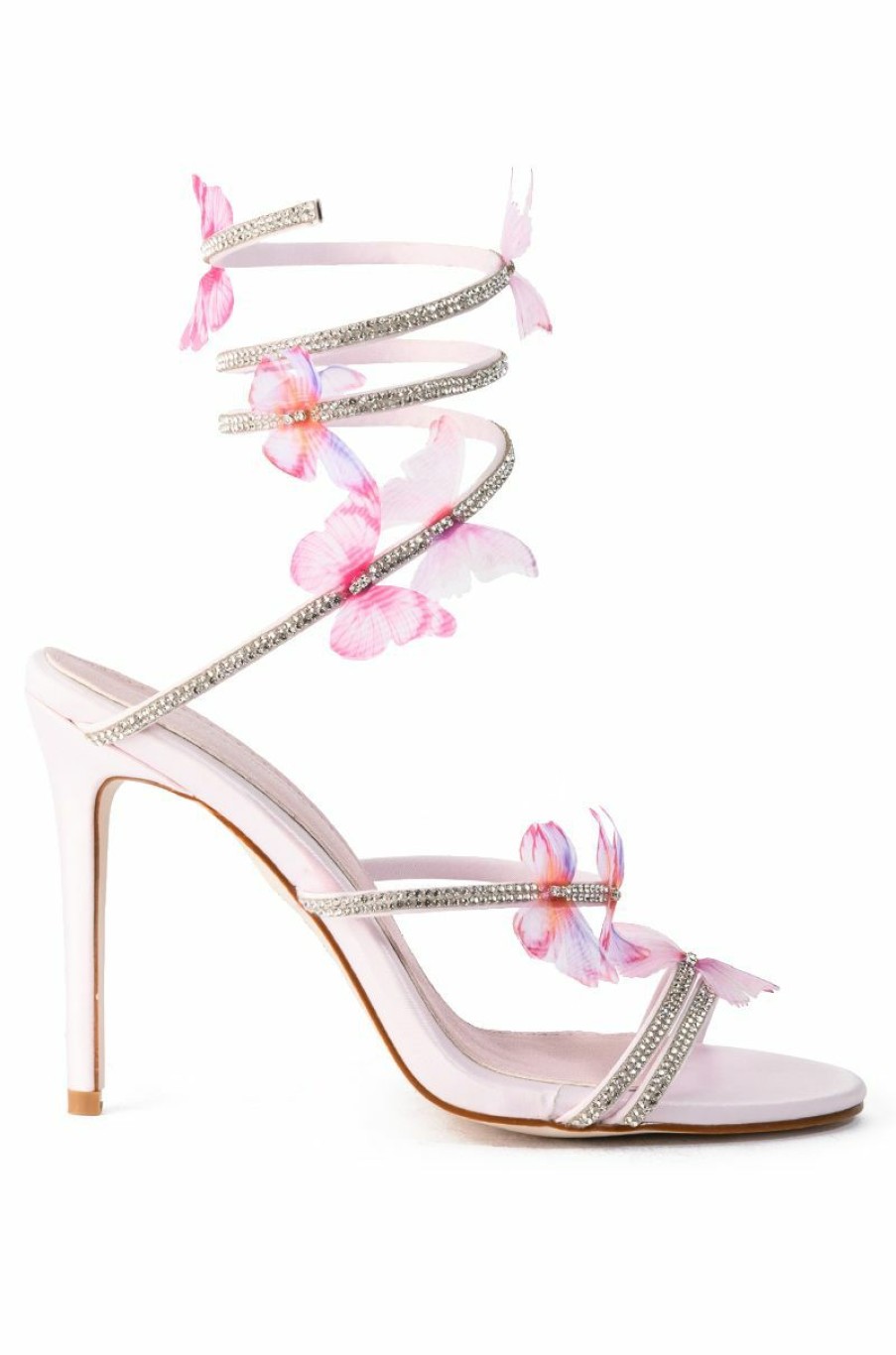 Shoes * | Azalea Wang Airborne Butterfly Rhinestone Stiletto Sandal In Pink