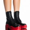 Shoes * | Azalea Wang Lust Lace Up Flatform Bootie In Red