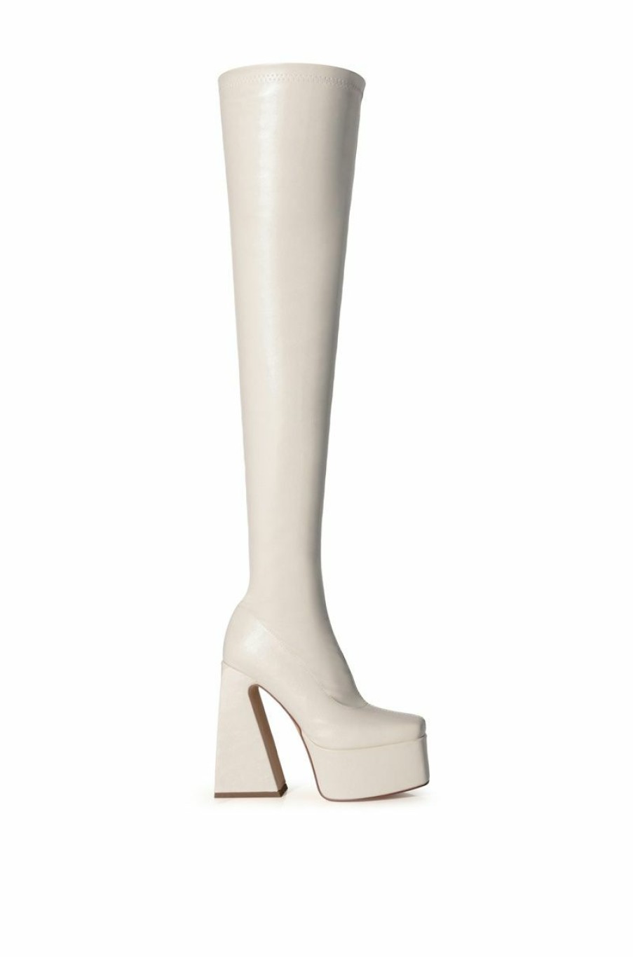 Shoes * | Azalea Wang Strut This Way Thigh High Platform Boot In White