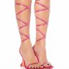 Shoes * | Azalea Wang Nothing But Love Strappy Rhinestone Lace Up Sandal In Pink