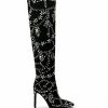 Shoes * | Azalea Wang Ageless Rhinestone Stiletto Boot In Suede Black