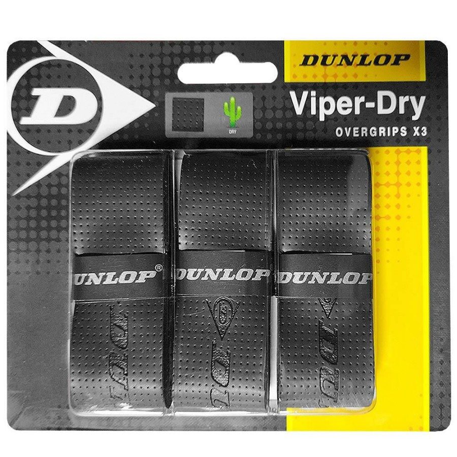 Overgrips * | Dunlop Viper Dry Overgrip 3 Pack Black