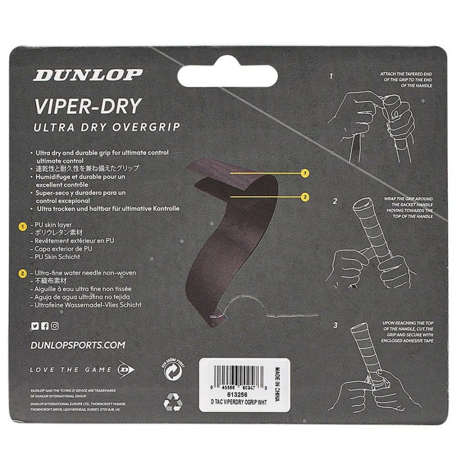 Overgrips * | Dunlop Viper Dry Overgrip 3 Pack Black