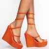 Shoes * | Azalea Wang Take Me To The Cosmo Wedge Sandal In Orange