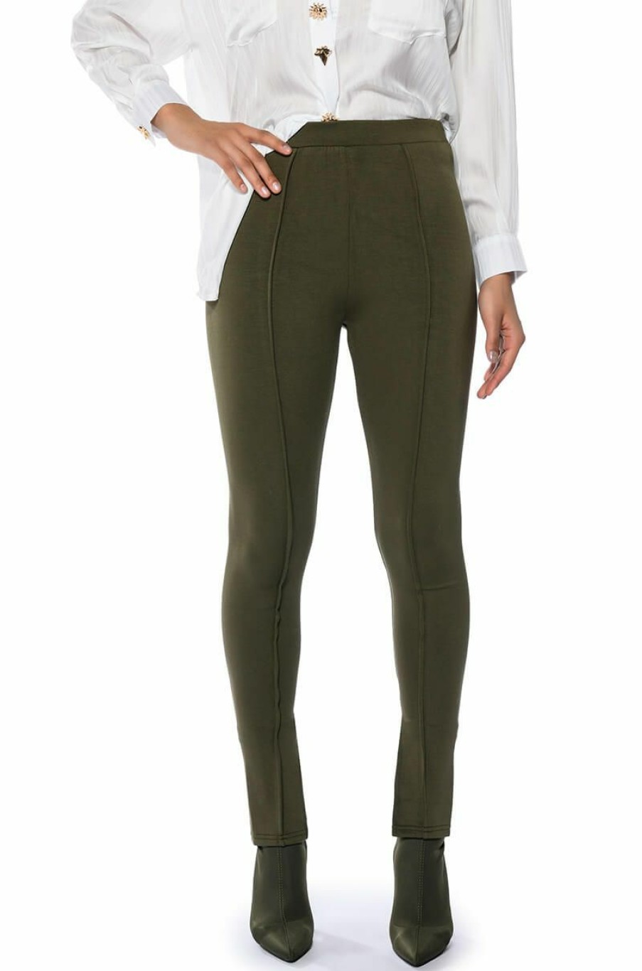 Bottoms * | Celine High Rise Slit Pant Olive