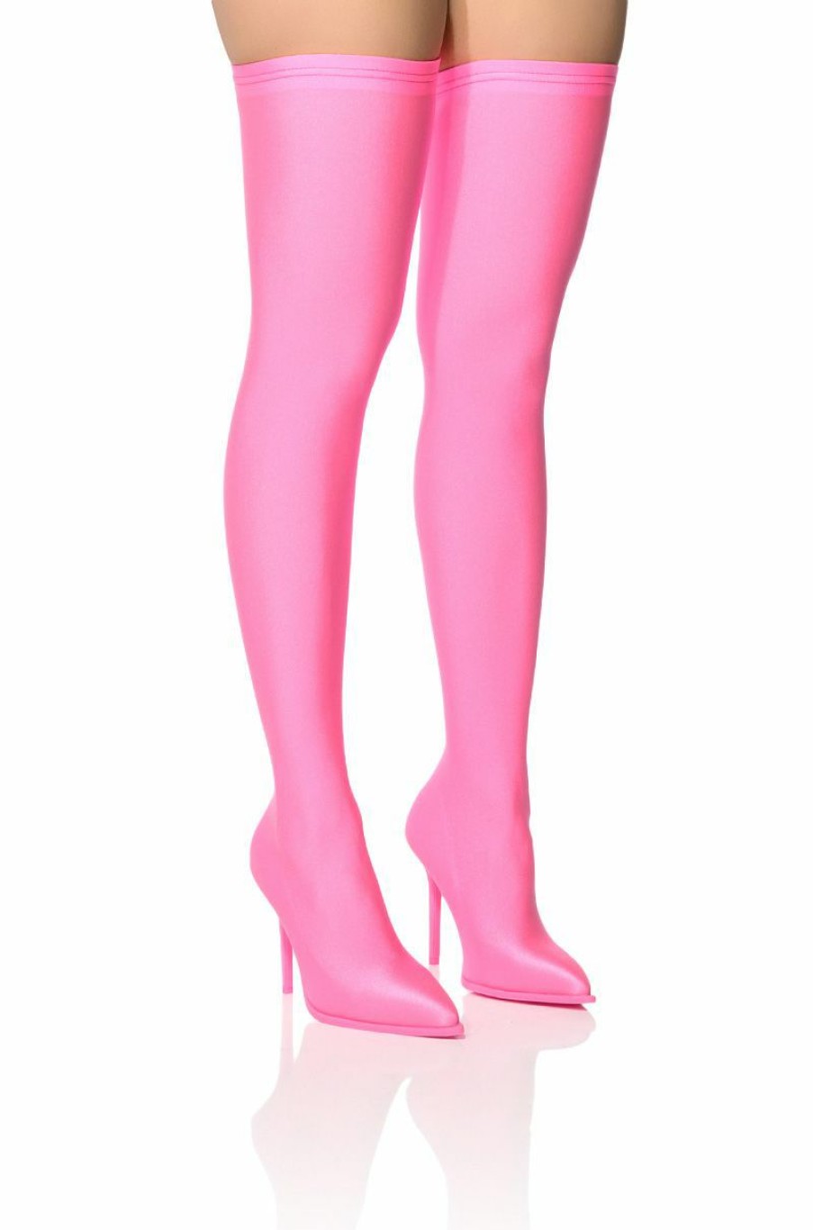 Shoes * | Azalea Wang Star Stretch New Level Thigh High Stiletto Boot In Pink