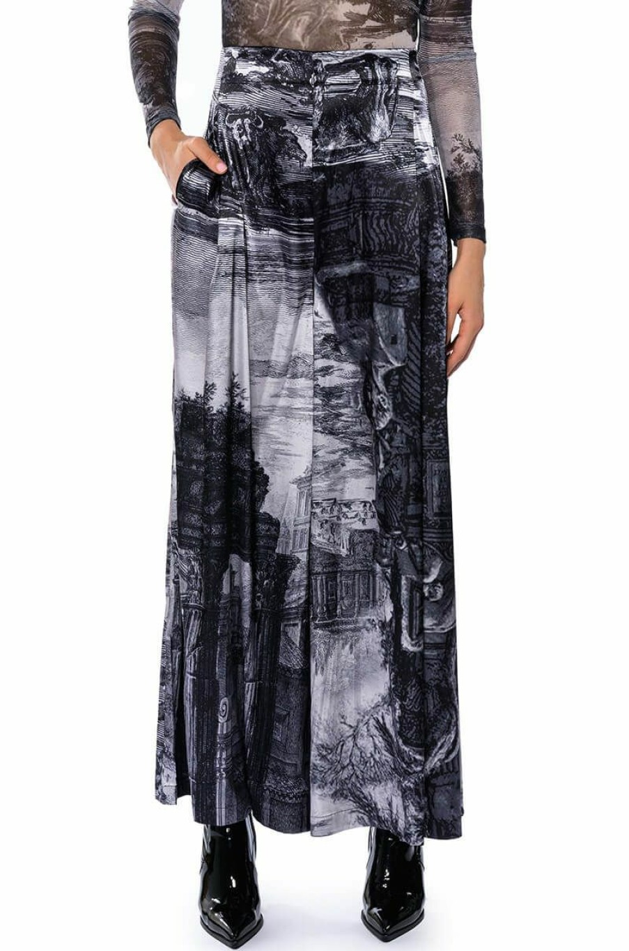 Bottoms * | Paradise Abstract Wide Leg Pant Silver Multi