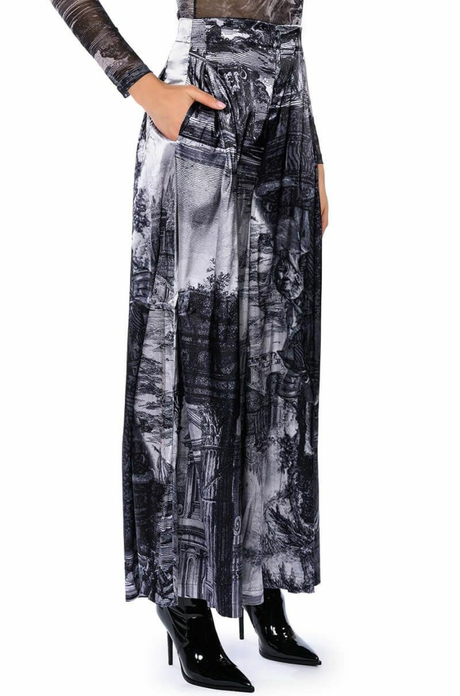 Bottoms * | Paradise Abstract Wide Leg Pant Silver Multi