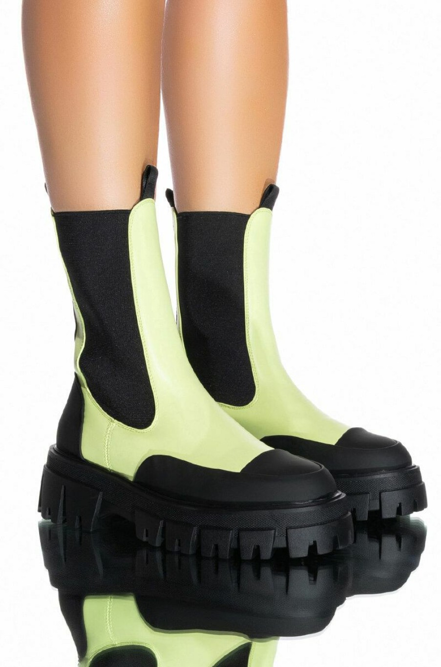 Shoes * | Azalea Wang Crazy Like Me Flatform Bootie In Lime