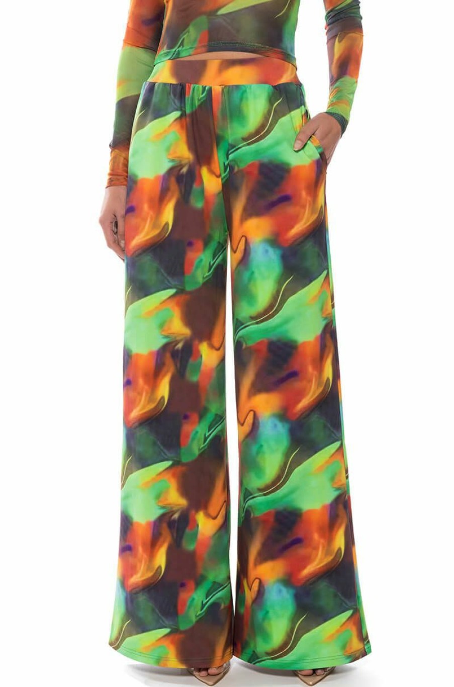 Bottoms * | All Natural Wide Leg Pant Green Multi