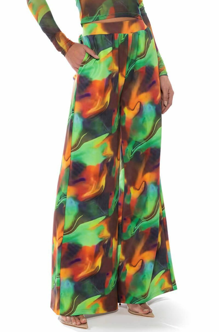 Bottoms * | All Natural Wide Leg Pant Green Multi