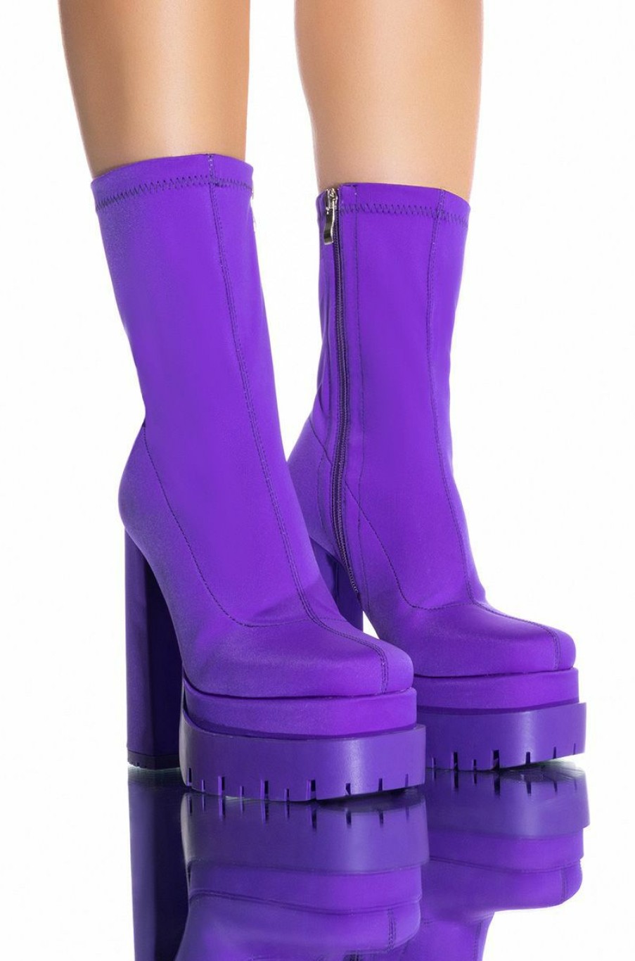 Shoes * | Azalea Wang Icing Monochrome Chunky Bootie Purple