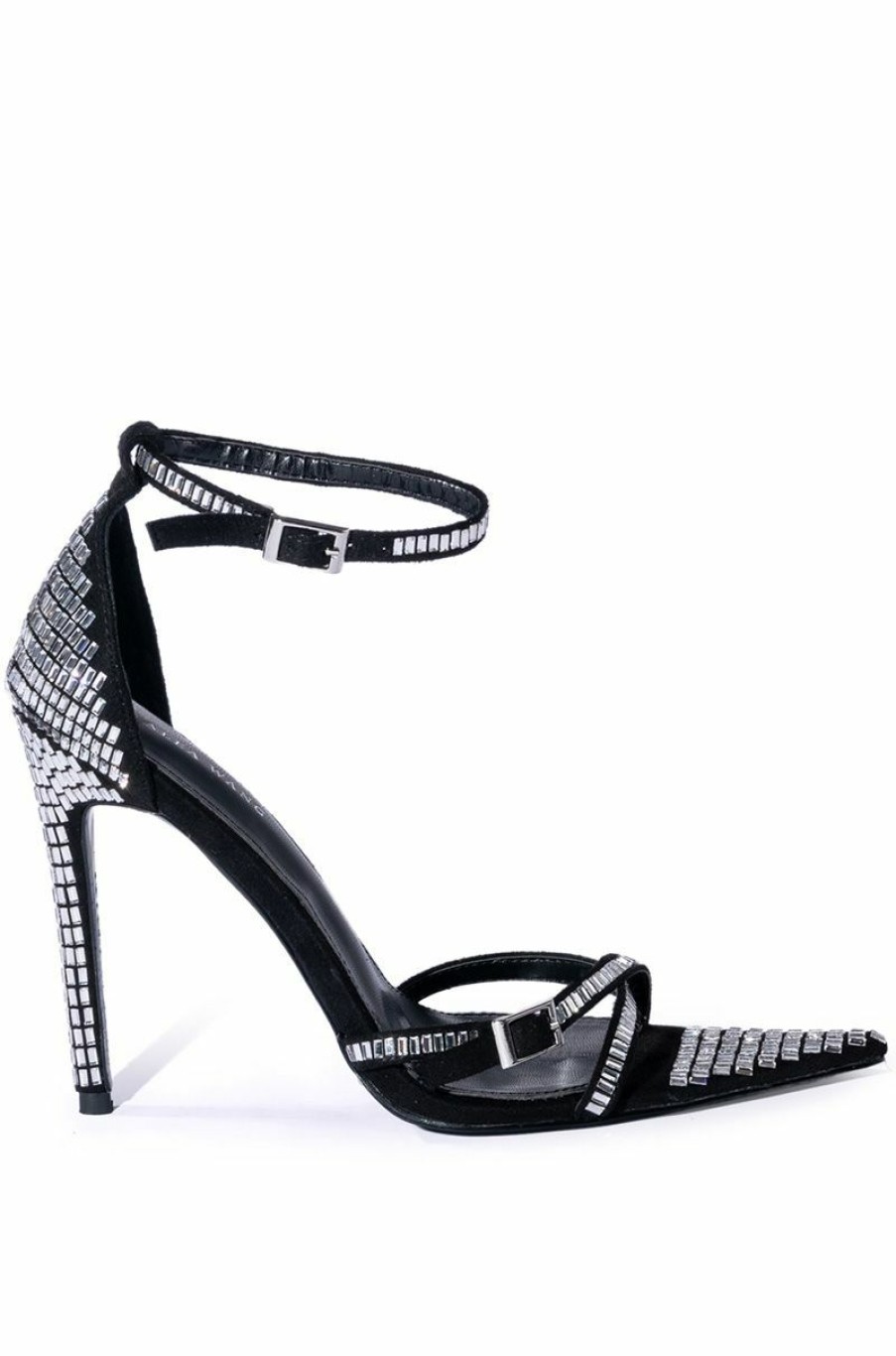 Shoes * | Azalea Wang Mirin Embellished Chunky Strap Sandal In Black