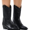 Shoes * | Azalea Wang Genuine Leather Moco Western Boot Black