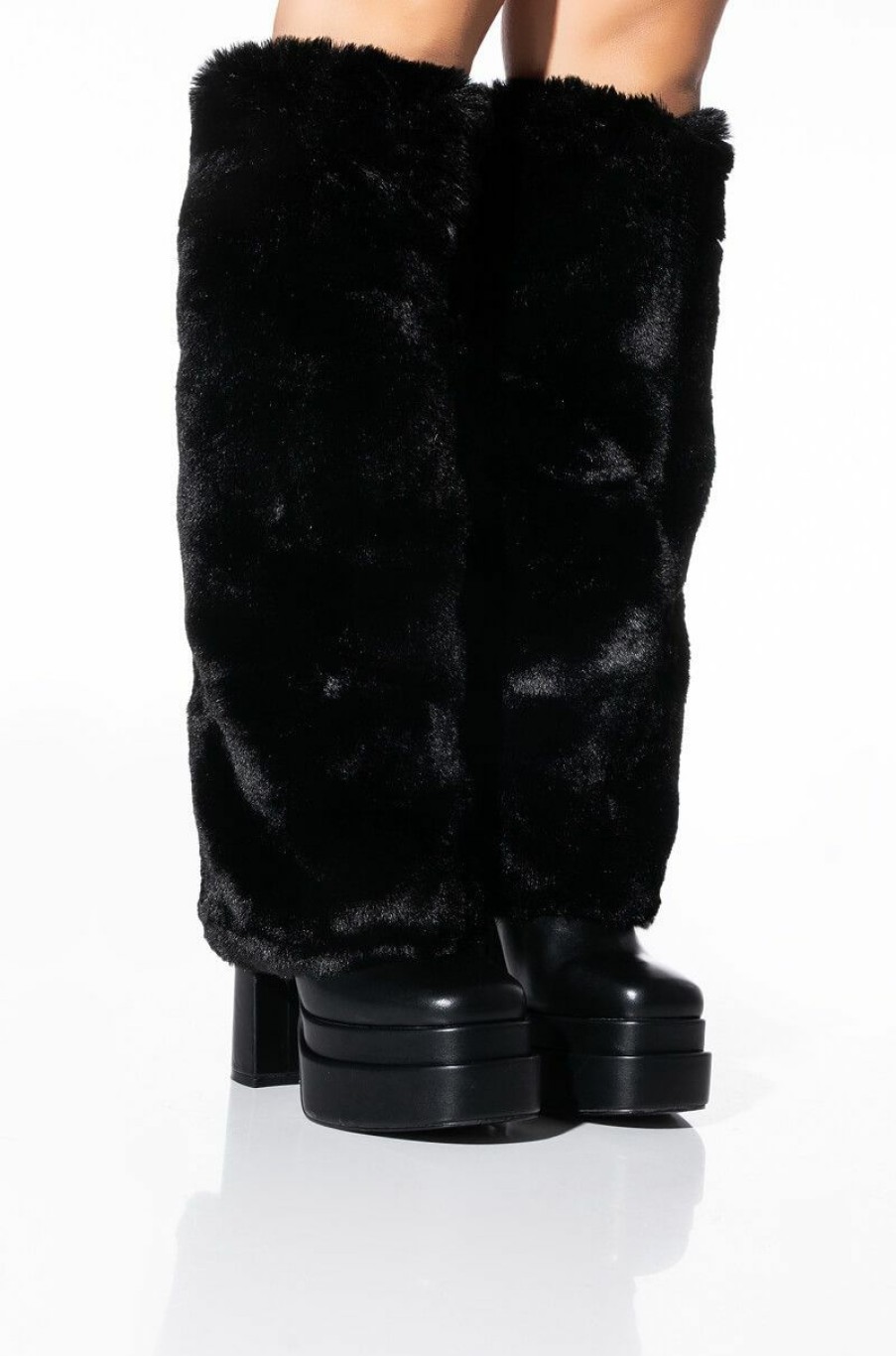 Shoes * | Azalea Wang Coco Fur Fold Over Boot In Black