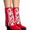 Shoes * | Azalea Wang Esperanza Western Bootie In Red