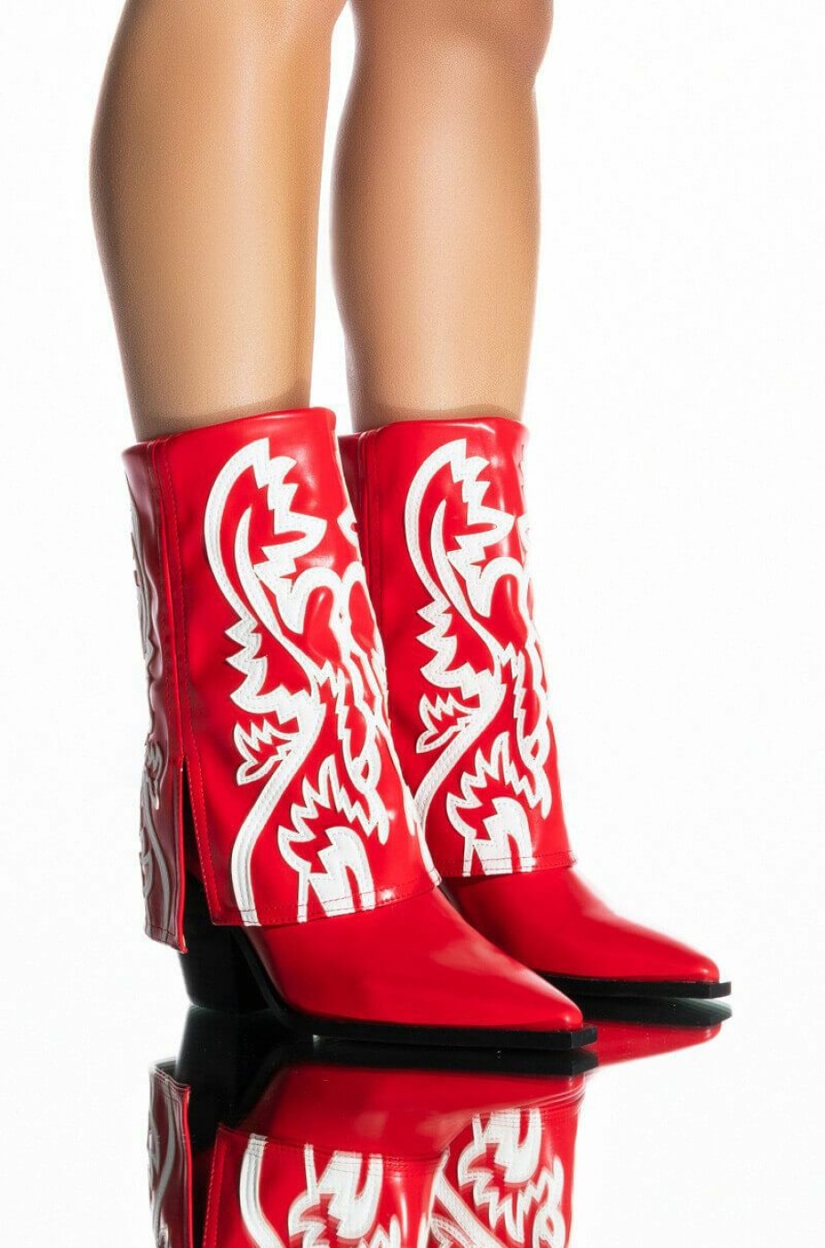 Shoes * | Azalea Wang Esperanza Western Bootie In Red