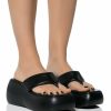 Shoes * | Azalea Wang Odette Pu Flatfrom Sandal In Black