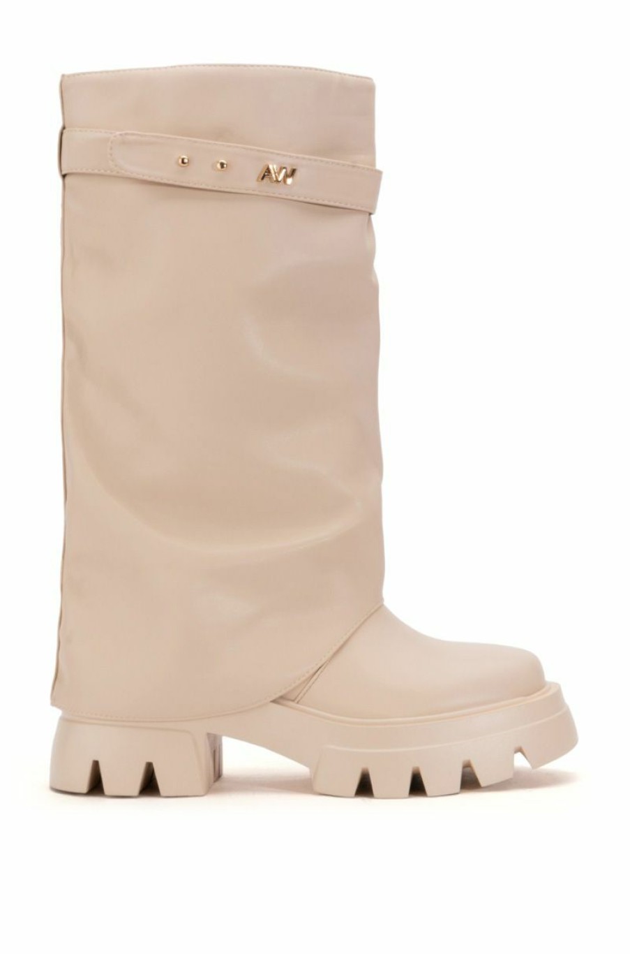 Shoes * | Azalea Wang Jet Fold Over Flatform Boot In Bone